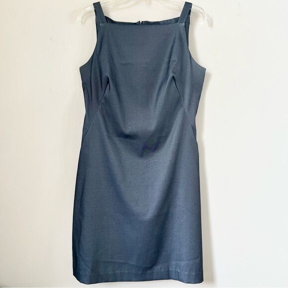 VTG Y2K CDC Gray Bateau Boat Neckline Sleeveless Cocktail Sheath Dress SZ 12 - Picture 11 of 12